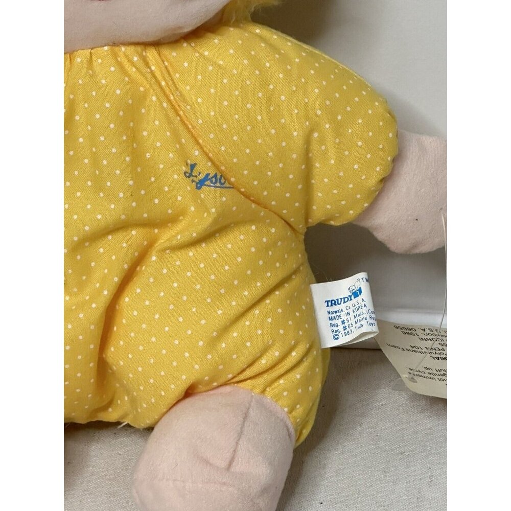 Vintage Trudy Toys Plush Doll Yellow Polka Dot 1983 Lysol Logo Tag attached - Picture 8 of 11